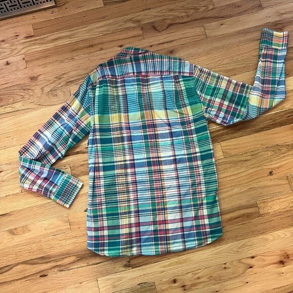 J crew cotton summer plaid button‎ down long sleeve shirt small wedding green - Picture 2 of 9